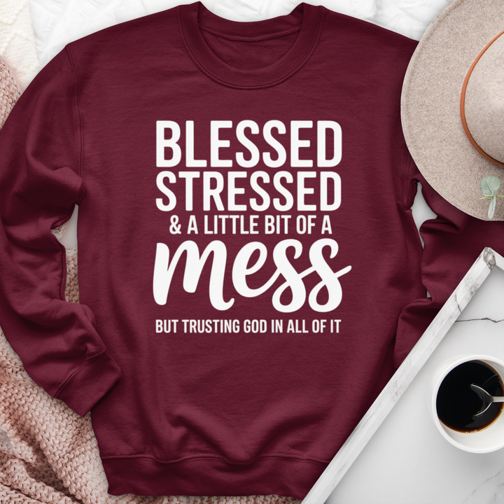 Blessed Stressed & A Little Bit Of A Mess Crewneck