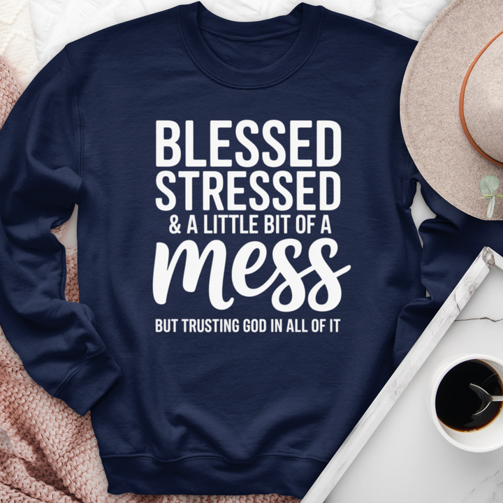 Blessed Stressed & A Little Bit Of A Mess Crewneck