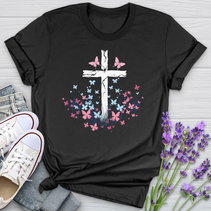 Butterfly Garden Cross Softstyle Tee