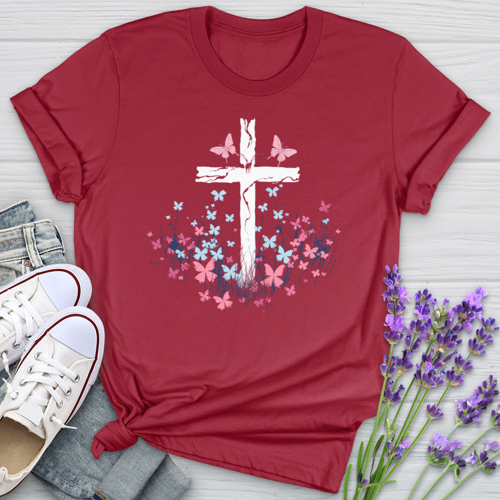 Butterfly Garden Cross Softstyle Tee