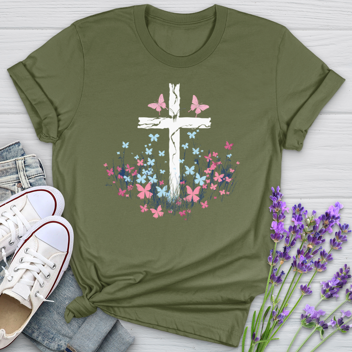 Butterfly Garden Cross Softstyle Tee