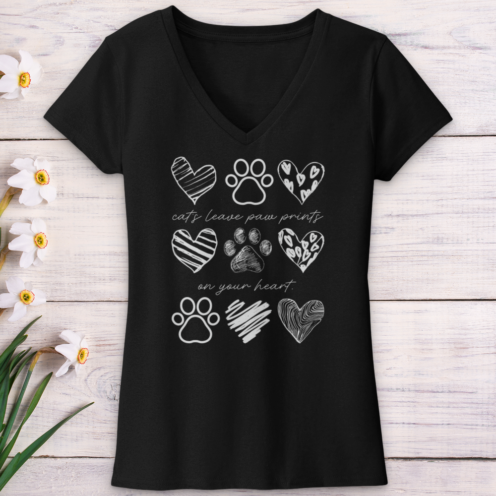 Cat's Leave Paw Prints V-Neck Tee