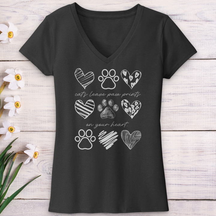 Cat's Leave Paw Prints V-Neck Tee