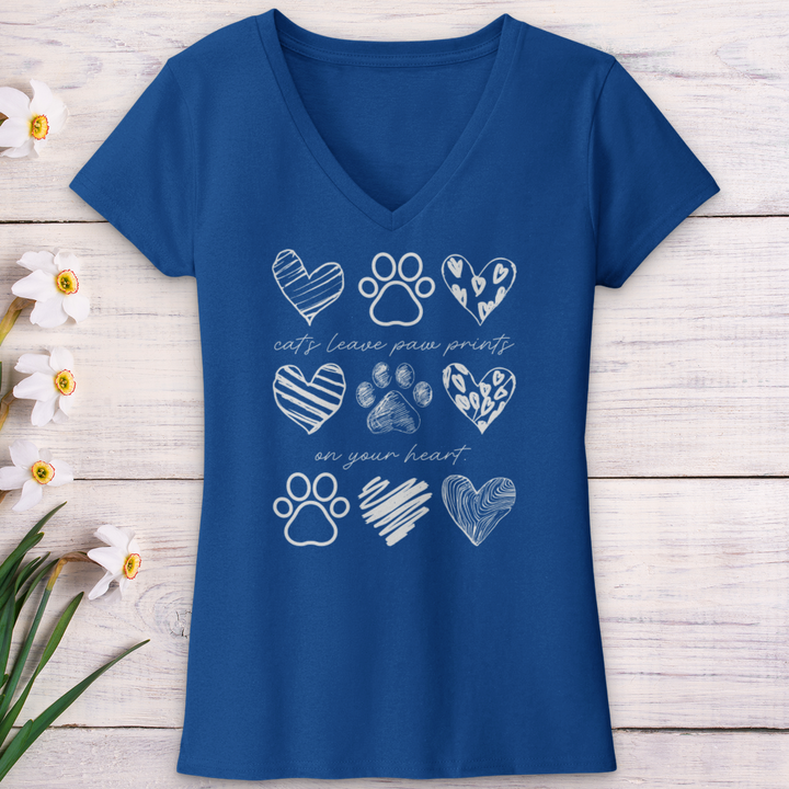 Cat's Leave Paw Prints V-Neck Tee