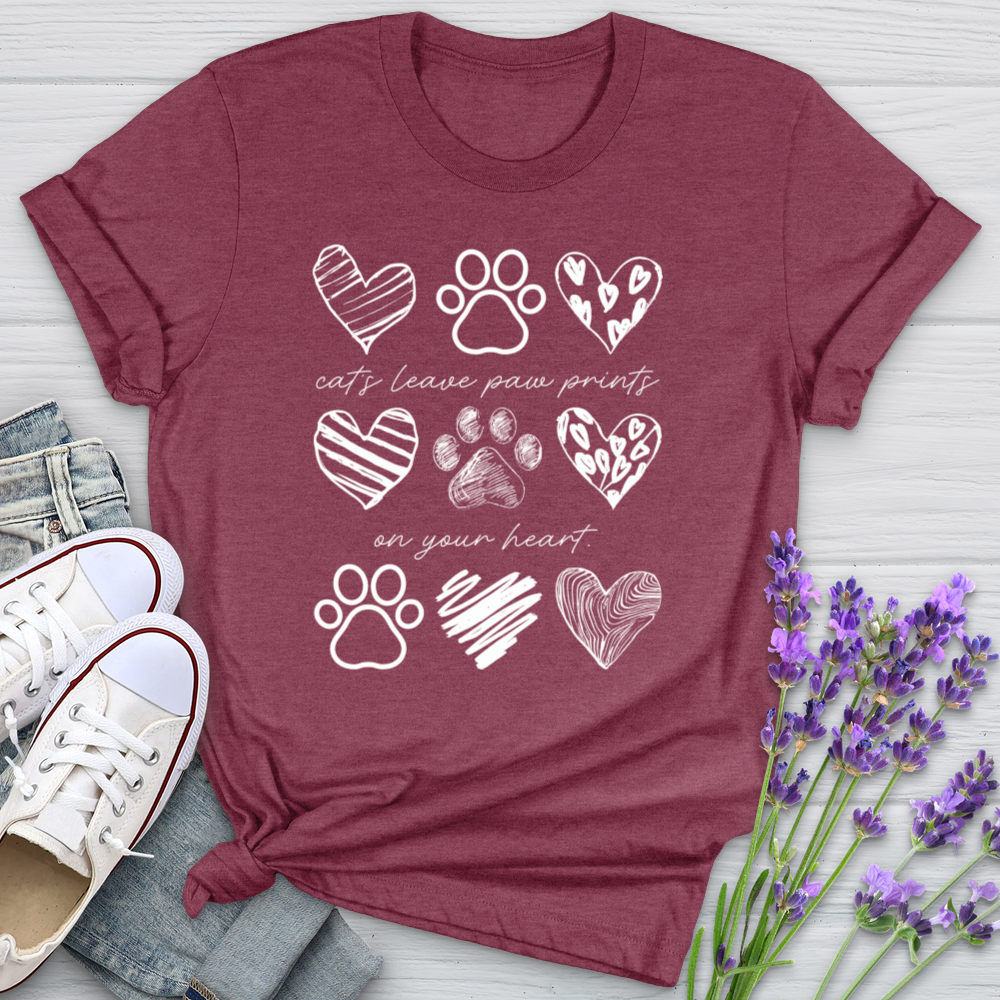 Cats Leave Paw Prints On Your Heart Softstyle Tee