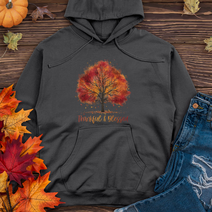 Thankful & Blessed Autumn Tree Midweight Hooded Sweatshirt