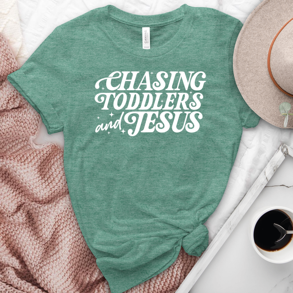 Chasing Toddlers & Jesus Heathered Tee