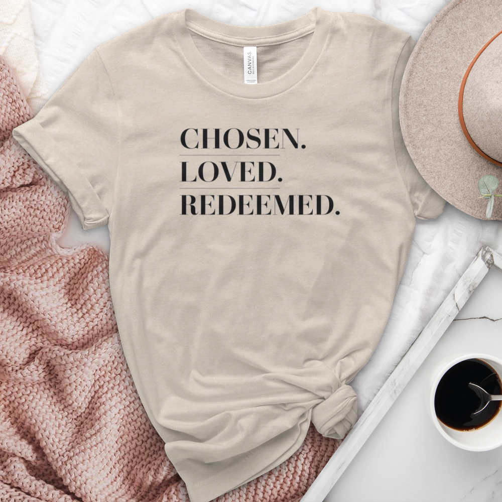 Chosen Loved Redeemed Heathered Tee