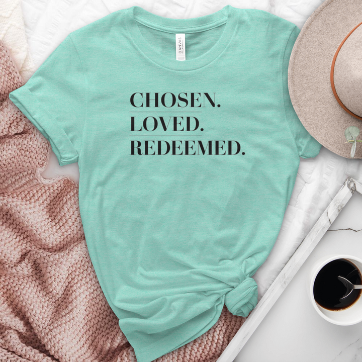 Chosen Loved Redeemed Heathered Tee