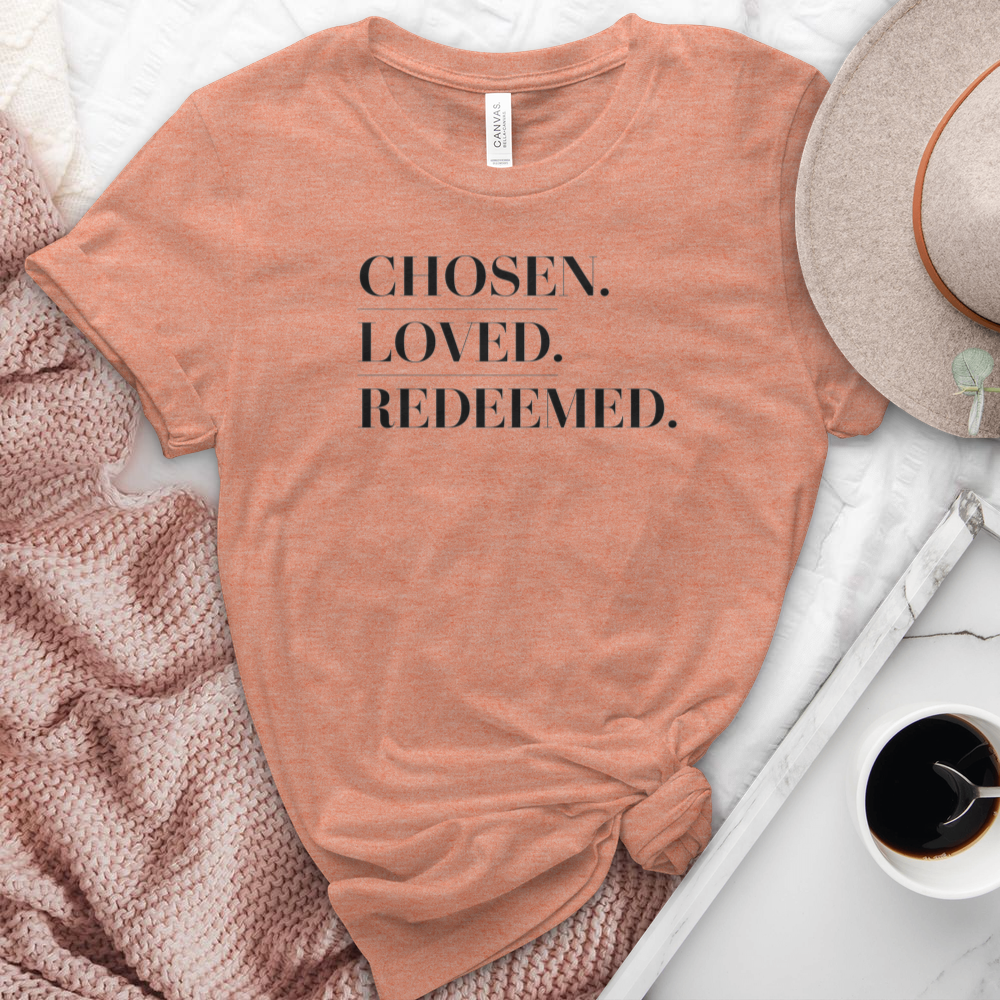 Chosen Loved Redeemed Heathered Tee