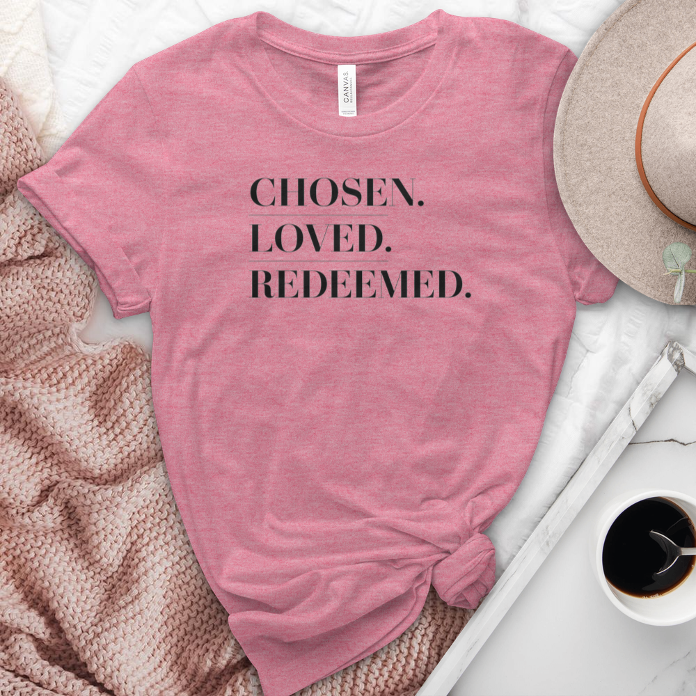 Chosen Loved Redeemed Heathered Tee