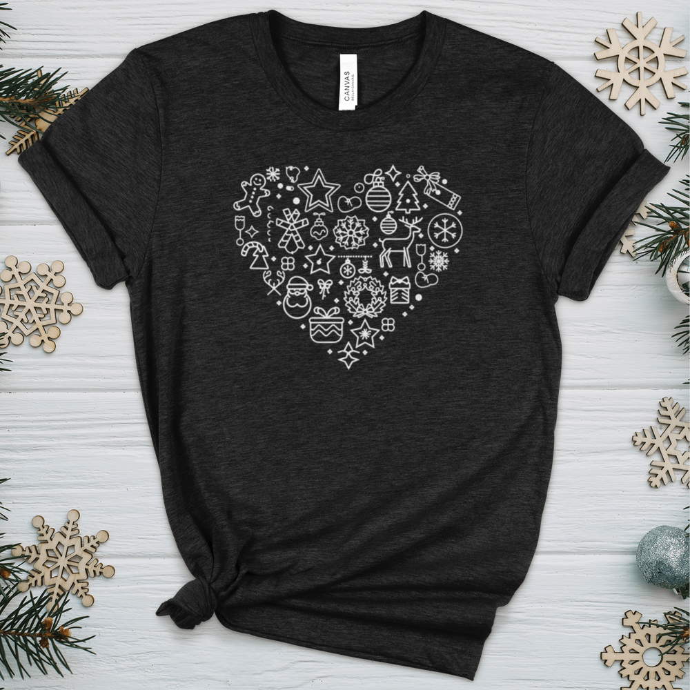 Christmas Heart Heathered Tee