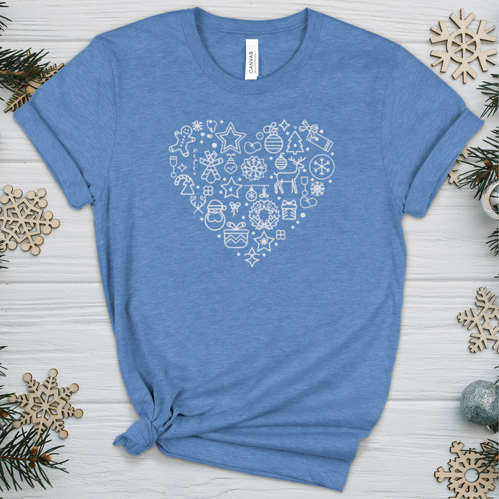 Christmas Heart Heathered Tee