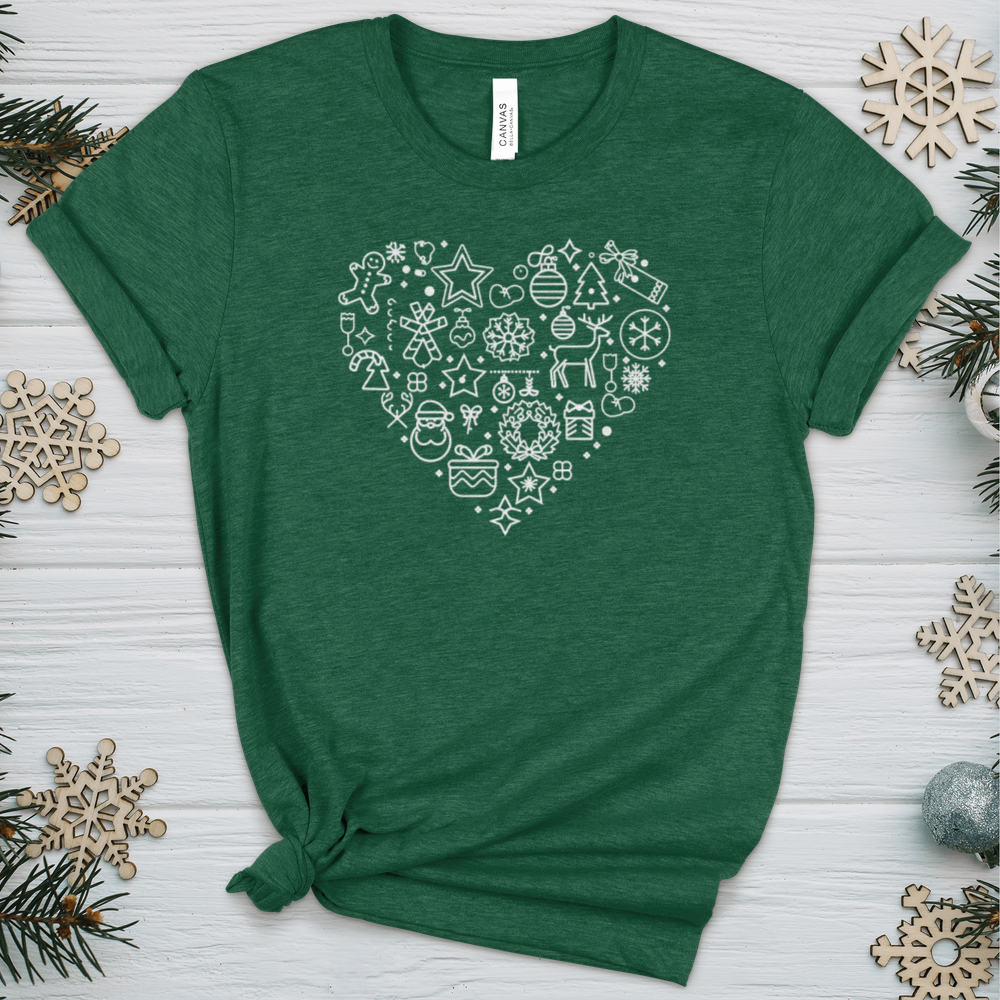 Christmas Heart Heathered Tee