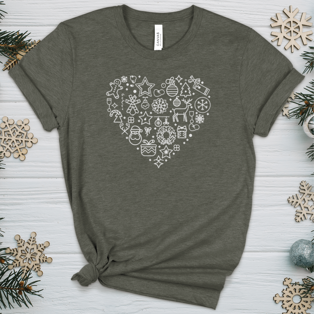 Christmas Heart Heathered Tee