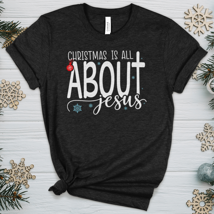 Christmas Is About Jesus Heathered Tee