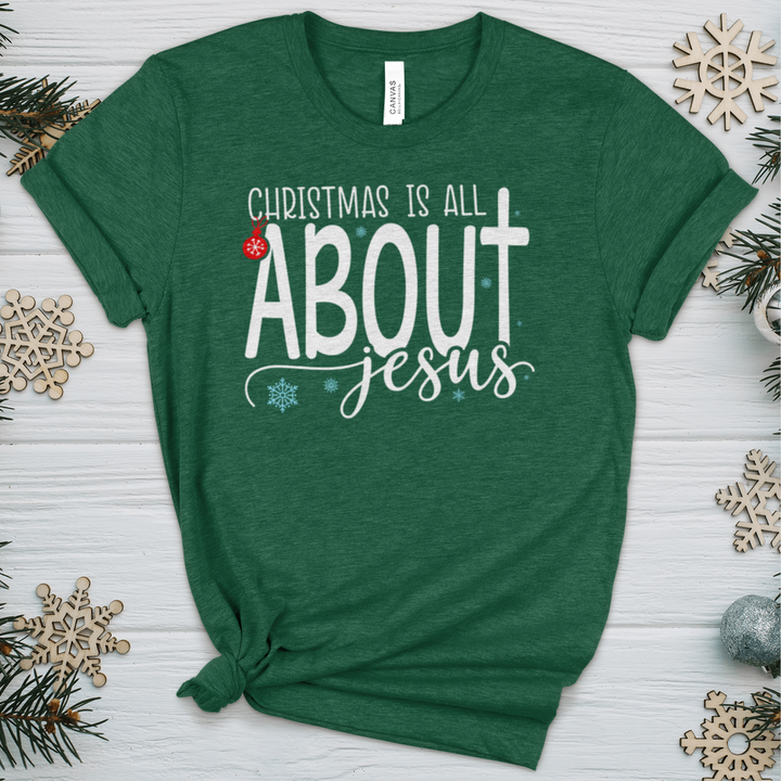 Christmas Is About Jesus Heathered Tee