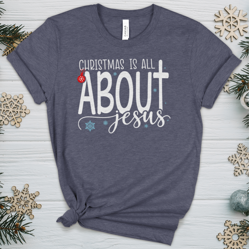 Christmas Is About Jesus Heathered Tee