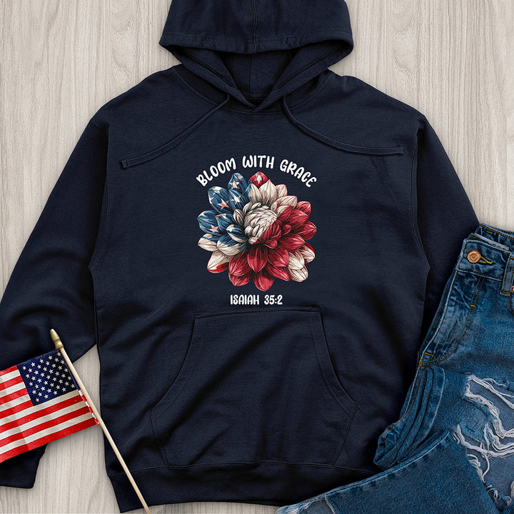 Patriotic Bloom Emblem Midweight Hooded Sweatshirt