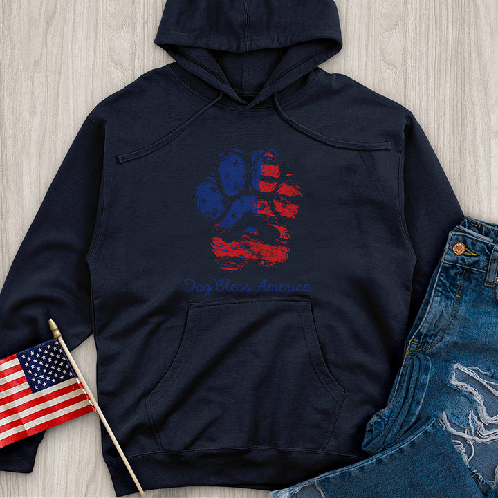 Dog Bless America Midweight Hooded Sweatshirt