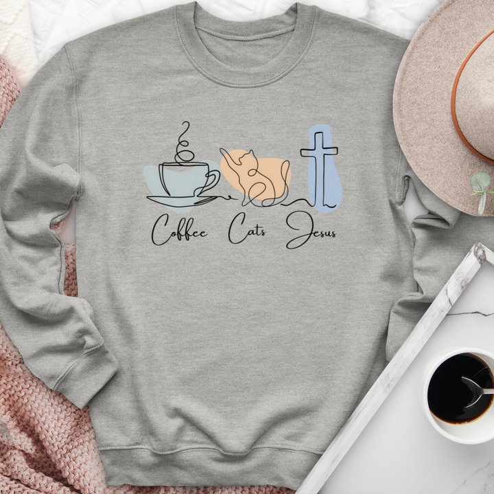 Coffee Cats Jesus Crewneck