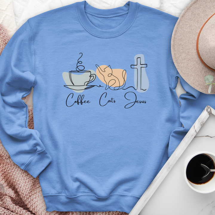 Coffee Cats Jesus Crewneck