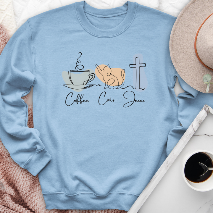 Coffee Cats Jesus Crewneck