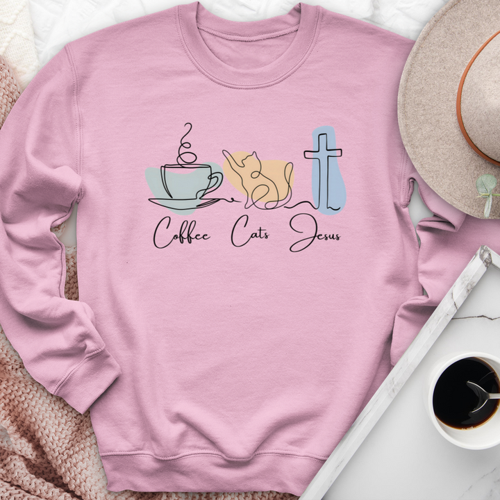 Coffee Cats Jesus Crewneck