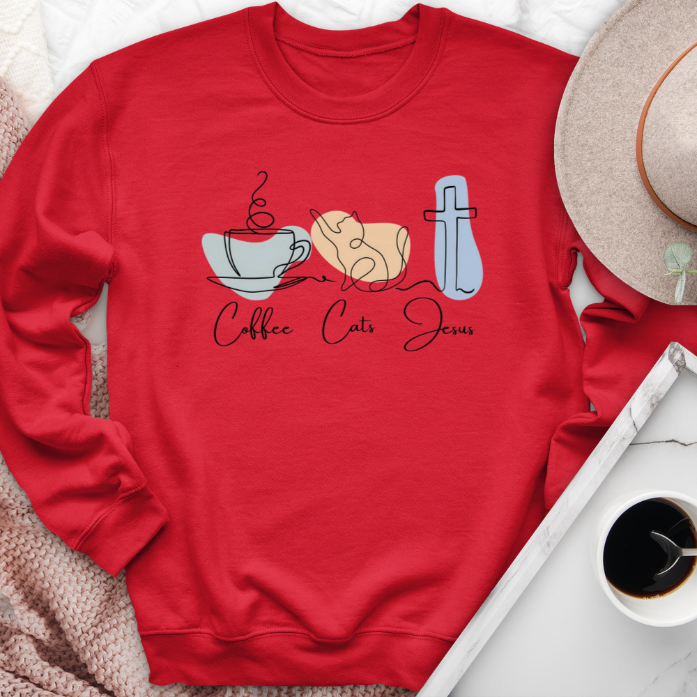 Coffee Cats Jesus Crewneck