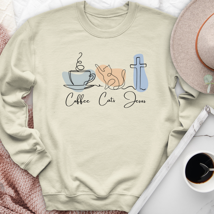 Coffee Cats Jesus Crewneck