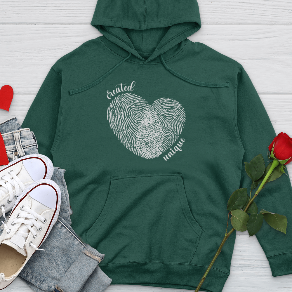 Created Unique Fingerprint Heart Midweight Hooded Sweatshirt