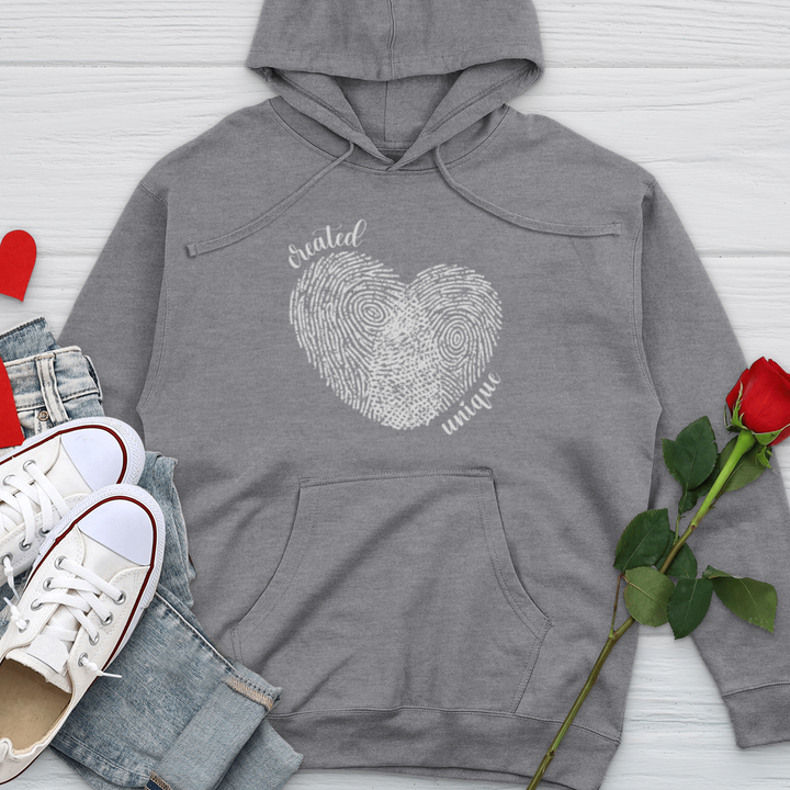 Created Unique Fingerprint Heart Midweight Hooded Sweatshirt