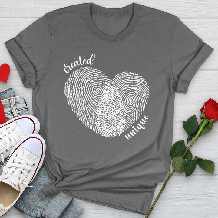 Created Unique Fingerprint Heart Softstyle Tee