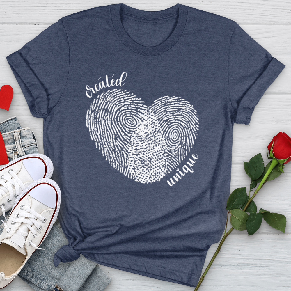 Created Unique Fingerprint Heart Softstyle Tee