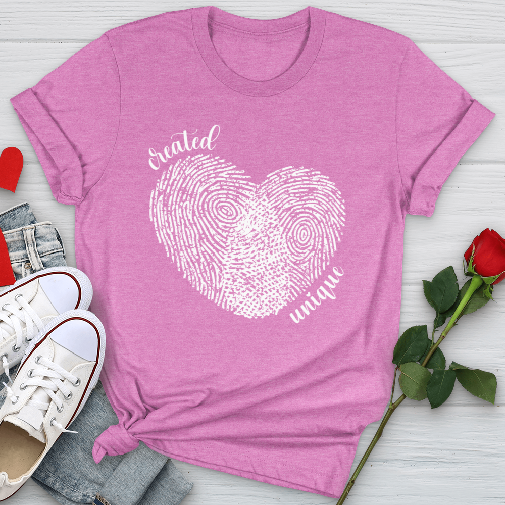 Created Unique Fingerprint Heart Softstyle Tee