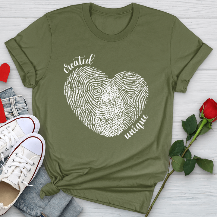 Created Unique Fingerprint Heart Softstyle Tee