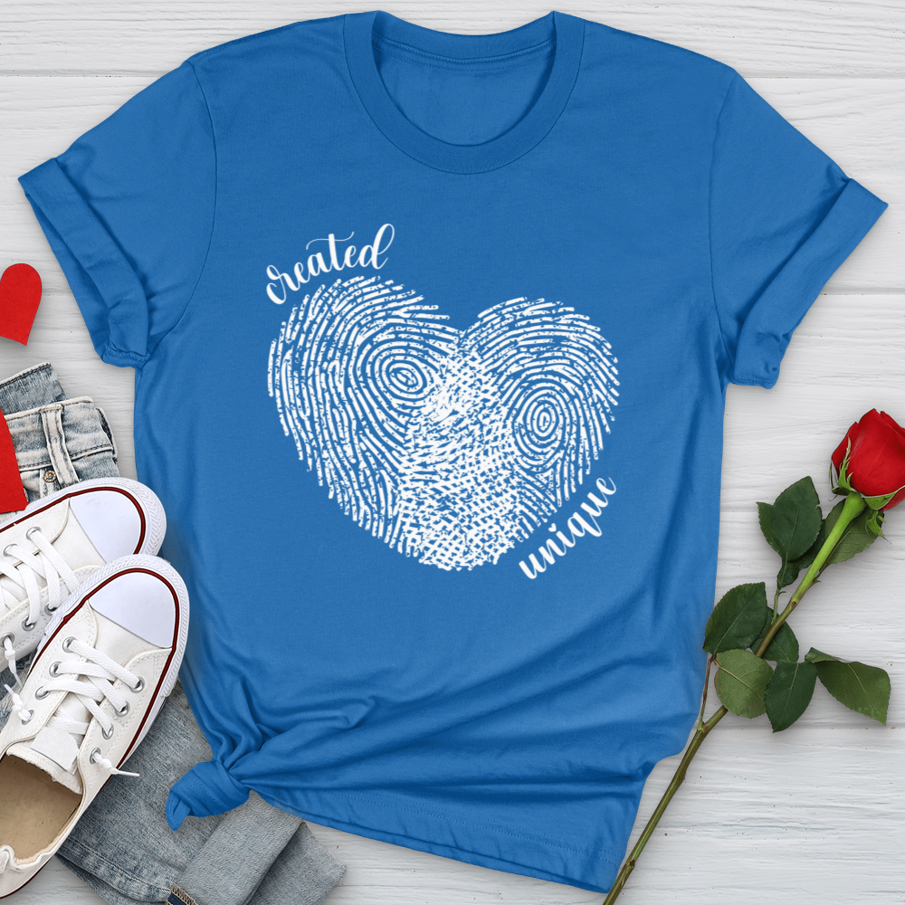 Created Unique Fingerprint Heart Softstyle Tee