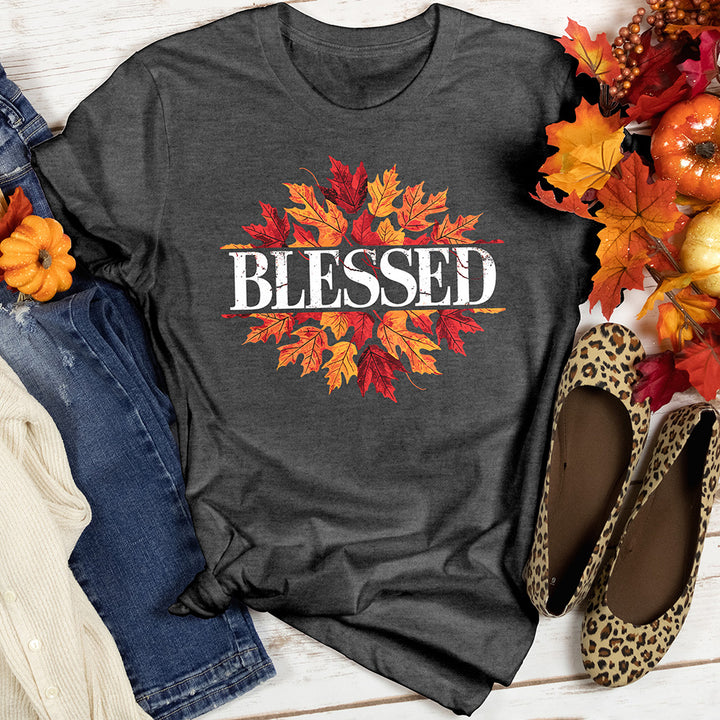 Blessed Fall Autumn Leaves Heathered Tee