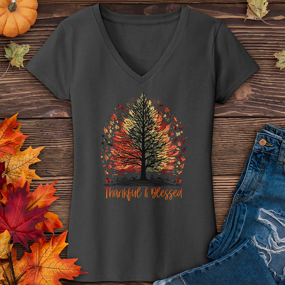 Thankful Blessed Woodland Journey V-Neck Tee