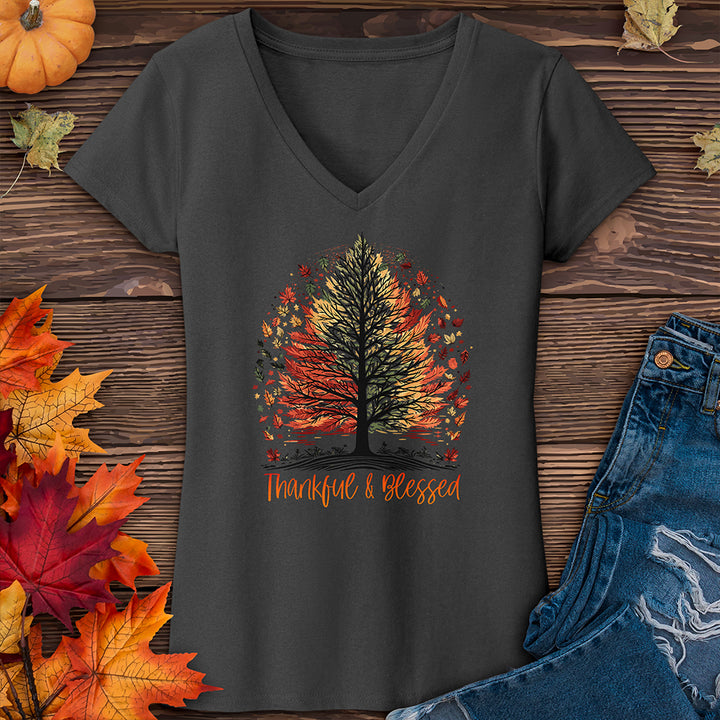 Thankful Blessed Woodland Journey V-Neck Tee