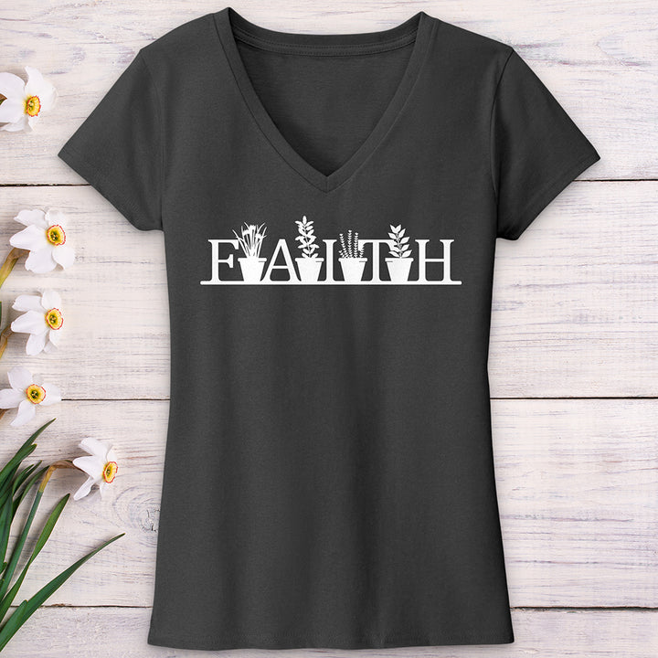 Faith Garden Letters V-Neck Tee