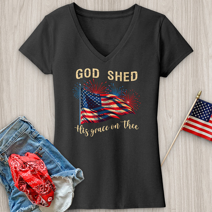 God Shed Firework Flag V-Neck Tee