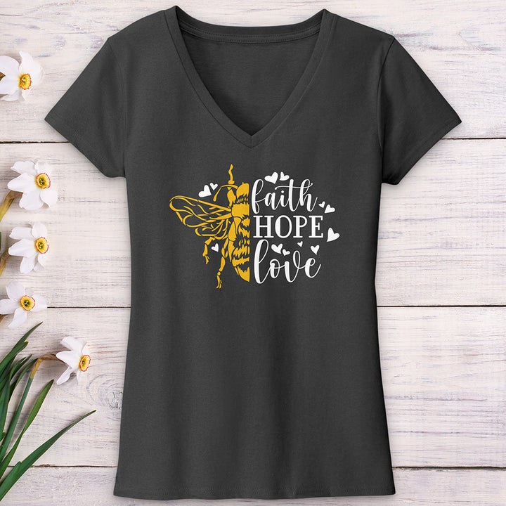 Faith Hope Love Bumble V-Neck Tee