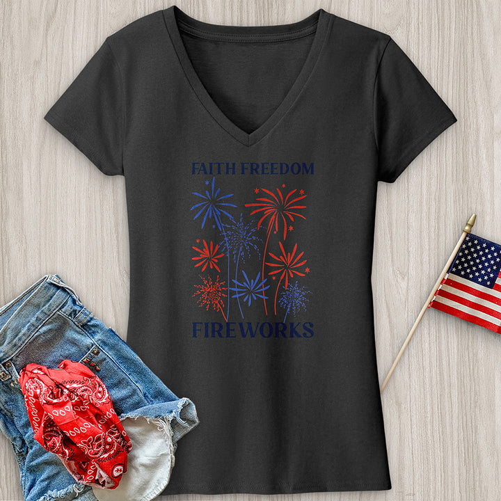 Faith & Fireworks Garden V-Neck Tee