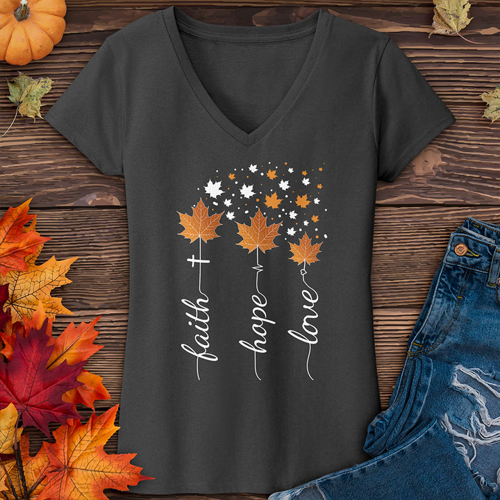 Faith Hope Love Autumn V-Neck Tee