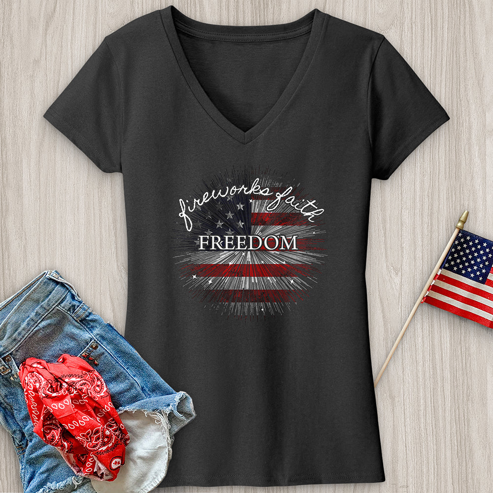 Fireworks Faith & Freedom V1 V-Neck Tee