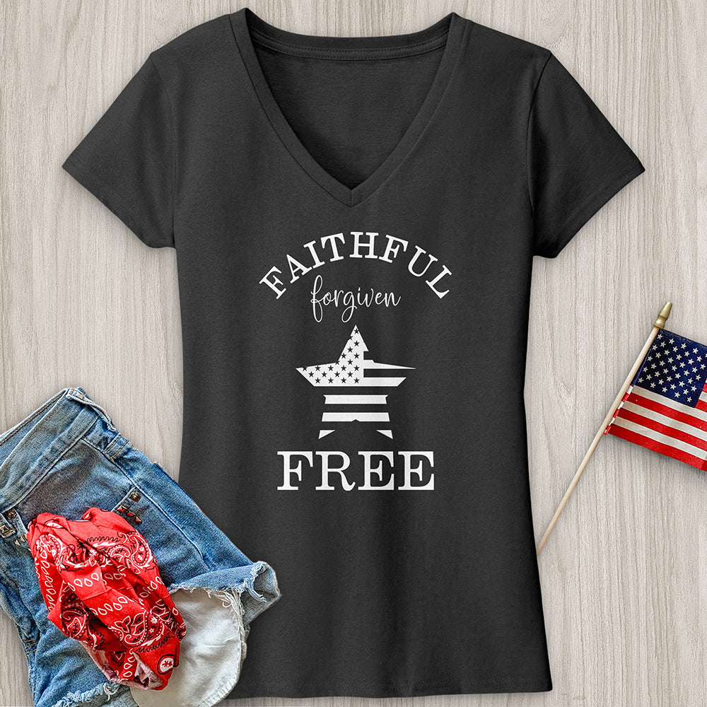 Faithful Forgiven StarFaithful Forgiven Star V-Neck Tee