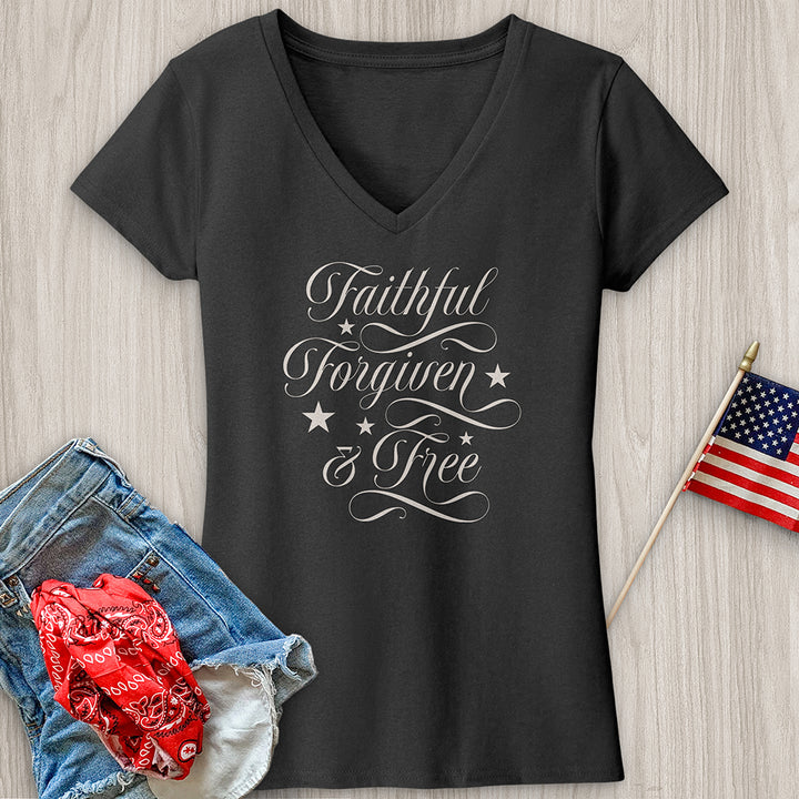 Faithful Forgiven & Free V-Neck Tee