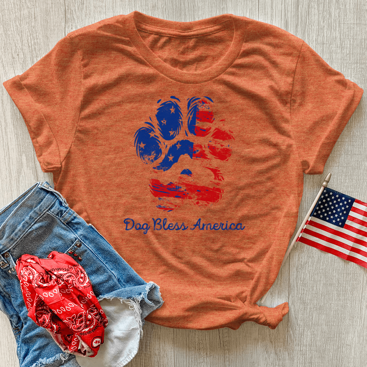 Dog Bless America Heathered Tee