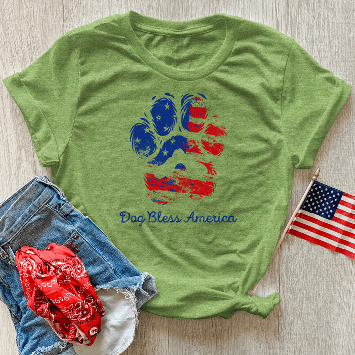 Dog Bless America Heathered Tee